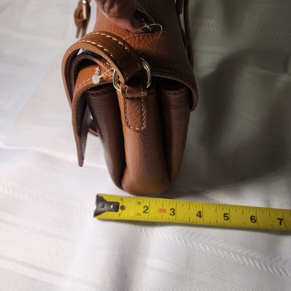 CHEVAL Firenze Italy Purse Brown Pebbled Leather Crossbody Foldover Flap Bag - Picture 15 of 16